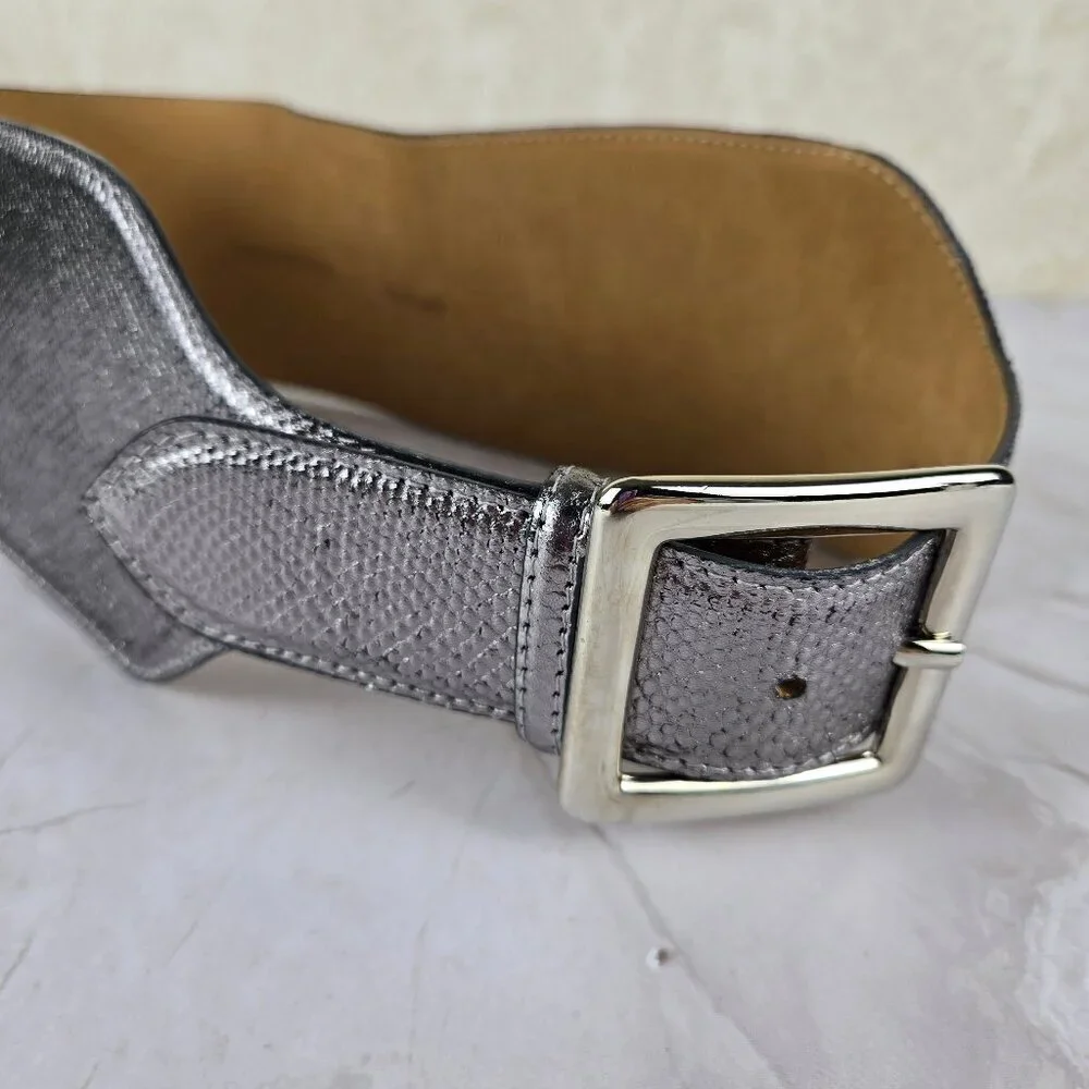 W Kleinberg Size Small Wide Karung Snake Belt Silver Black Solid Brass Buckle